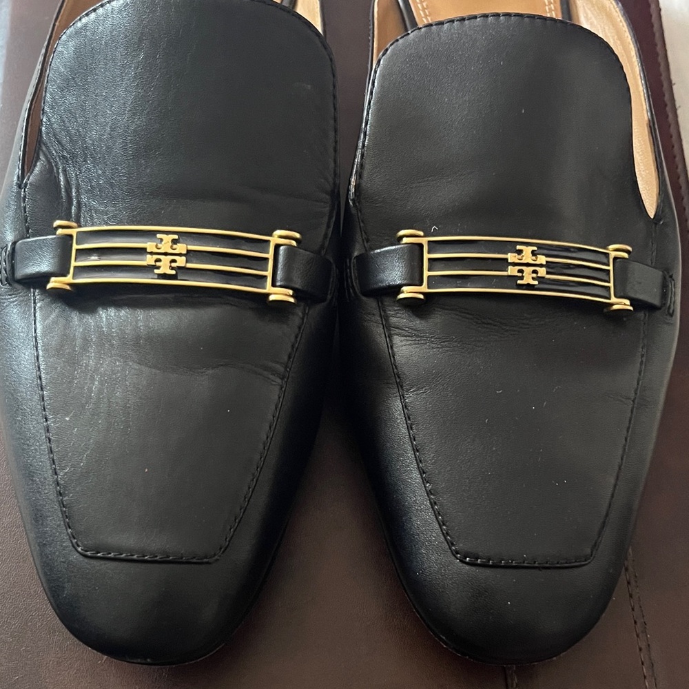 Tory Burch Black Leather bottom Slides size 10.5 - Picture 2 of 12